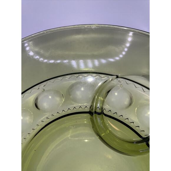 Vintage Indiana Glass Green Kings Crown Thumbprint Snack Plate Six Available - Picture 13 of 15